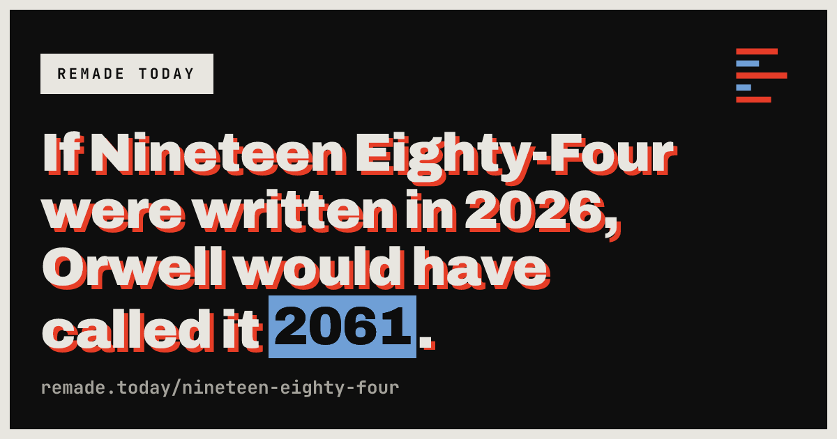 If Nineteen Eighty-Four were written in 2026, Orwell would have called it 2061.